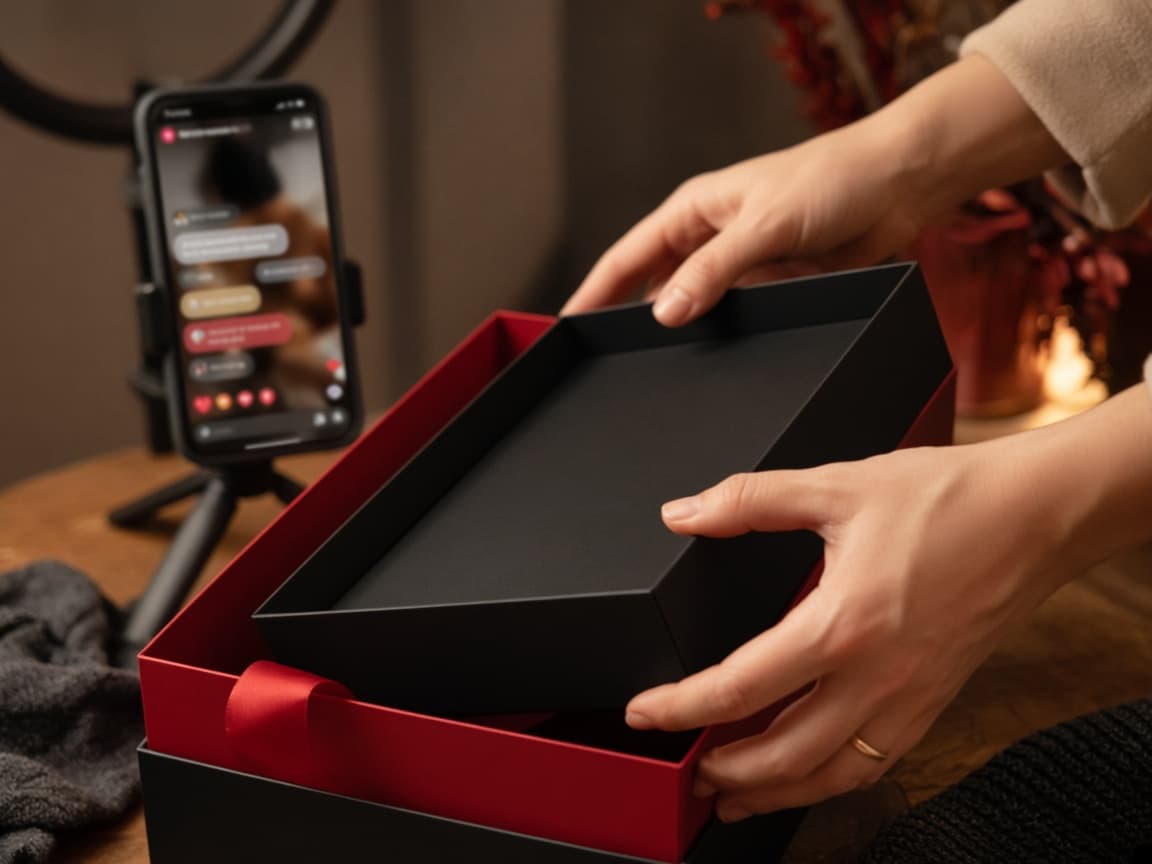 Déballage produit pendant un live shopping